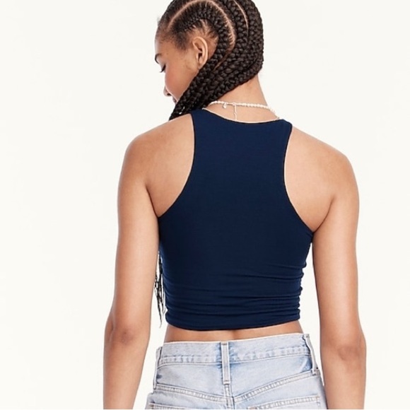 J.Crew FormKnit high-neck cropped cutaway tank in Navy - Picture 4 of 4